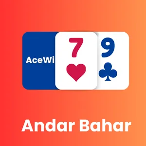 Andar Bahar game logo featuring playing cards 7 of hearts and 9 of clubs on a red and blue background